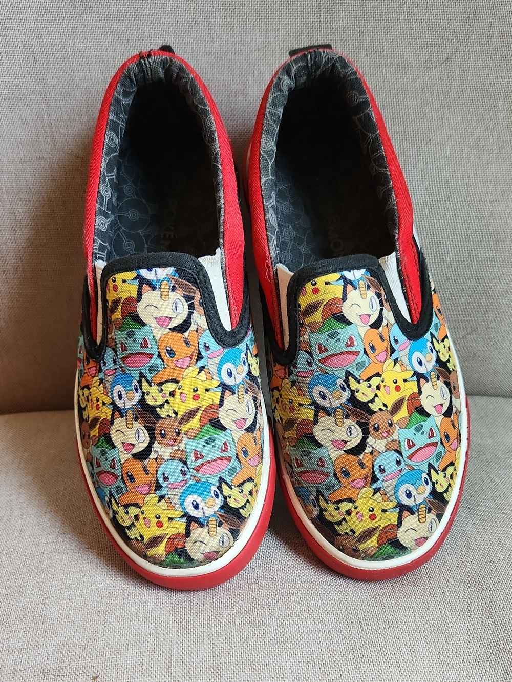 Pokemon Red Yellow Blue Multi-Character Slip-On Kids Sneakers
